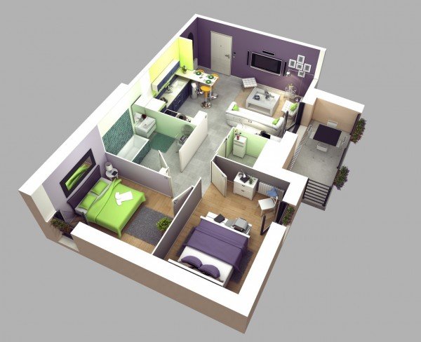 20 Interesting Two-Bedroom Apartment Plans | Home Design Lover