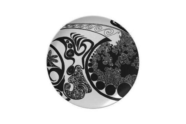 Black White Spyrites Print Party Plate