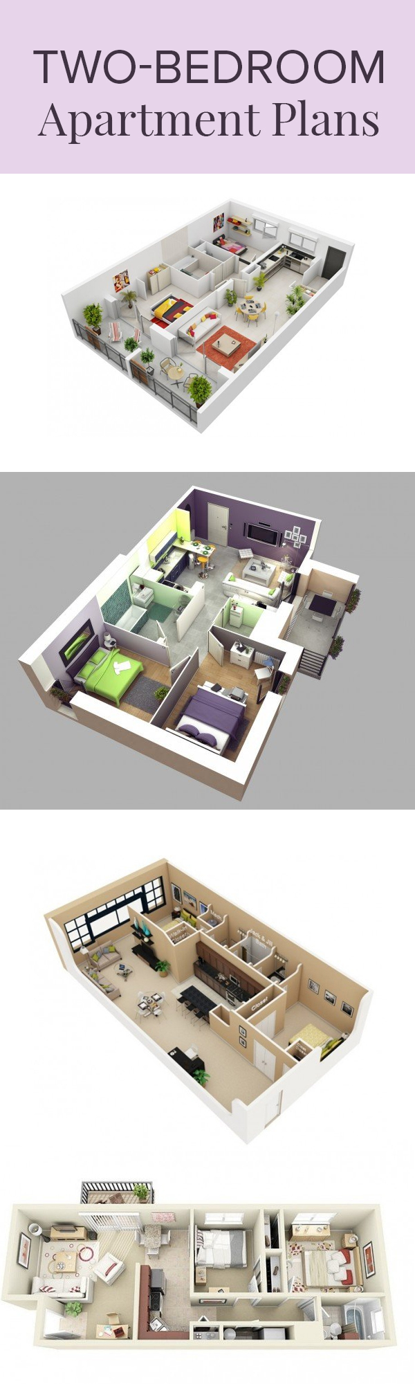 20 Interesting Two Bedroom Apartment Plans Home Design Lover