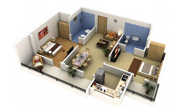 20 Interesting Two Bedroom Apartment Plans Home Design Lover