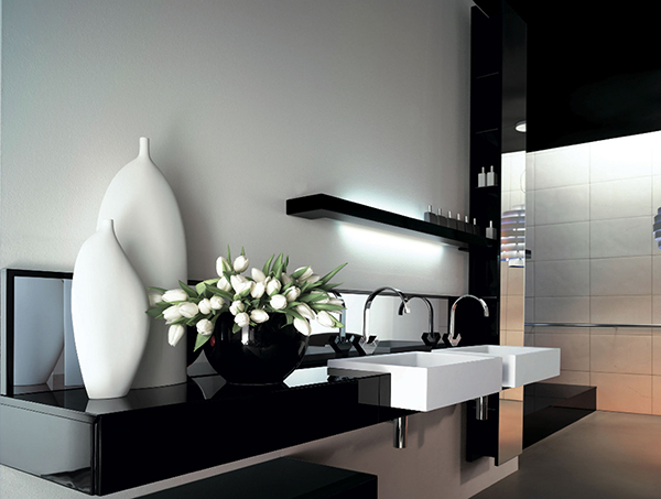 black white bathroom vanity