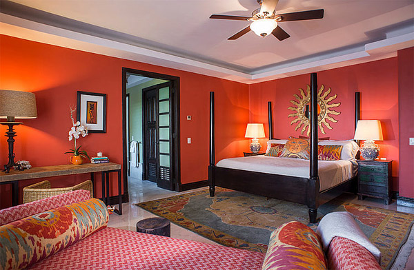 orange tropical bedroom