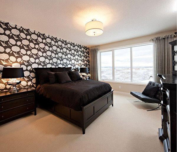 Black And White Bedroom with Floral