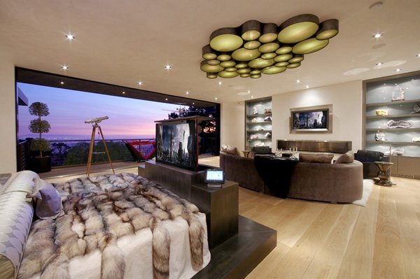 modern bedroom with tv