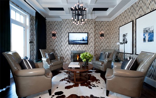 wallpapered living space