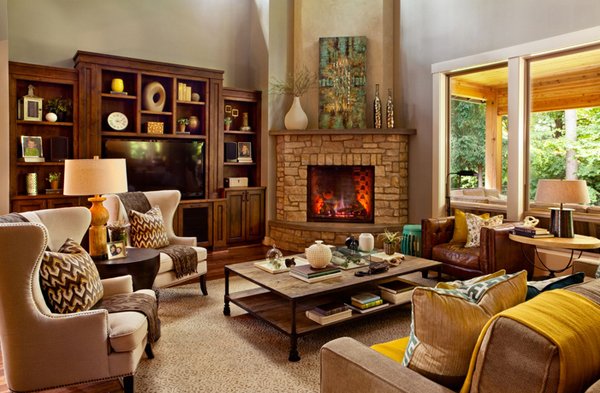 20 Appealing Corner Fireplace In The Living Room Home Design Lover