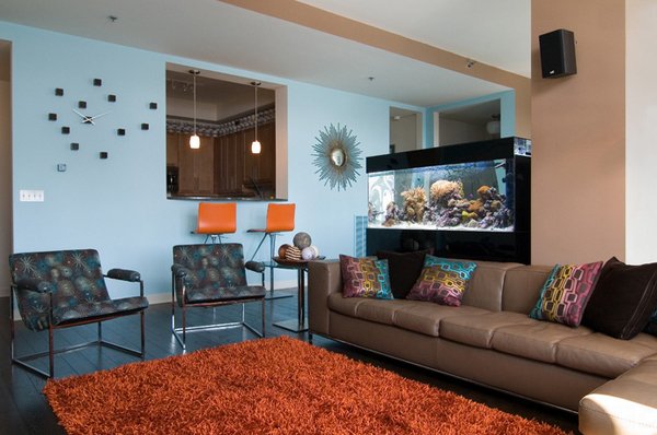 22 Contemporary Living Room Designs with Fish Tanks | Home ...