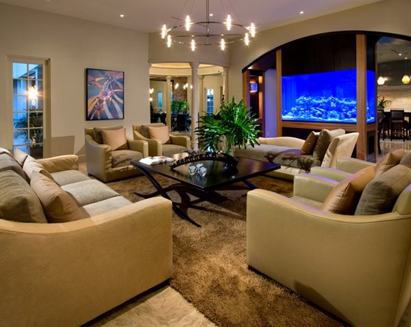 22 Contemporary Living Room Designs with Fish Tanks | Home ...