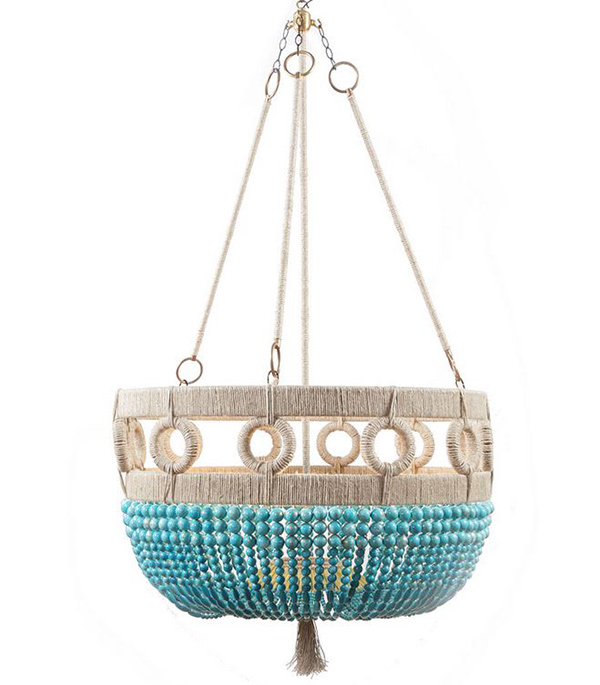 turquoise beaded bowl chandelier