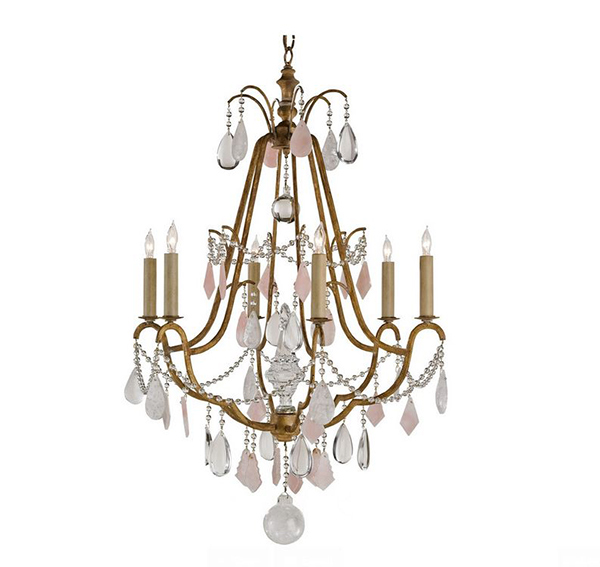 Antique Brass Crystal 6 Light Chandelier