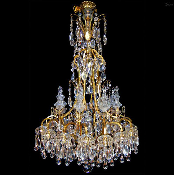 Bronze and Crystal Chandelier