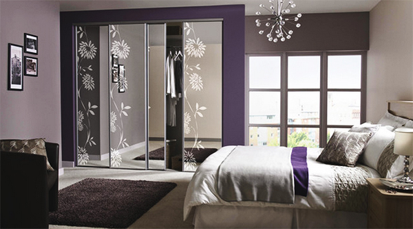 grey and purple master bedroom