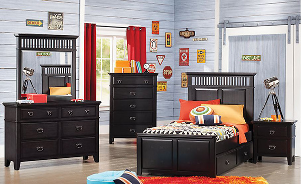 Mission Black 5 Pc Twin Panel Bedroom