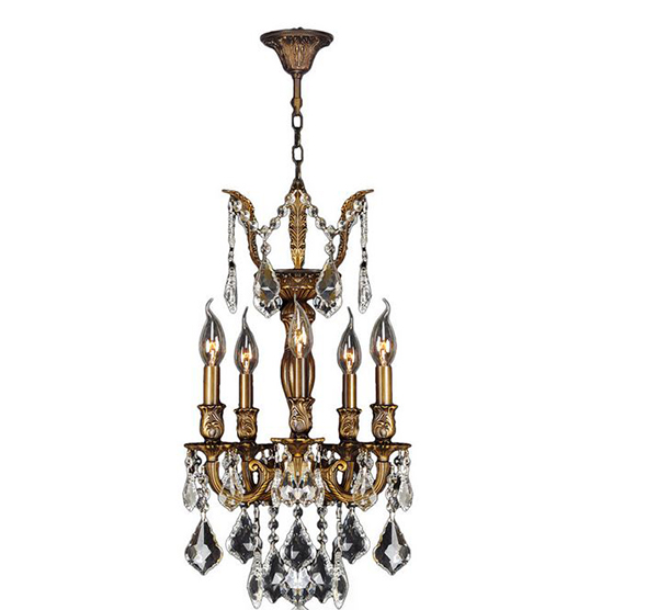 5 Light Antique Crystal Chandelier