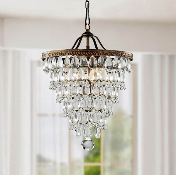 Antique Copper Crystal Chandelier