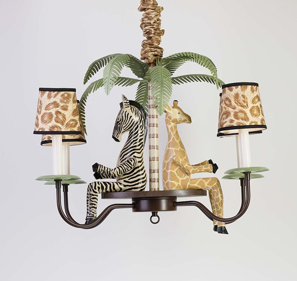 Four Arm Chandelier and Shades