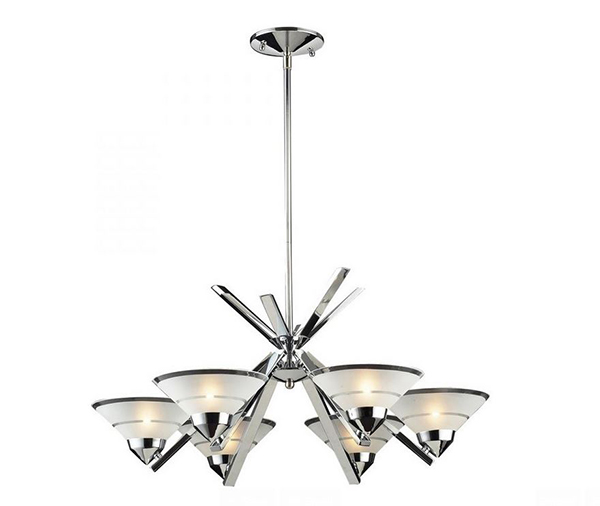 19. Six Light Clear Glass Up Chandelier