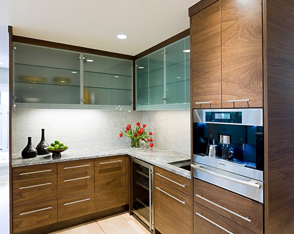 glass-front cabinets