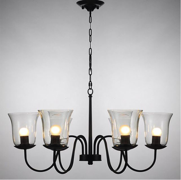 Glass shades Iron Chandelier