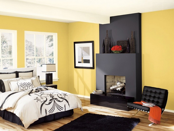 Minimalist Black Yellow Bedroom Ideas for Simple Design