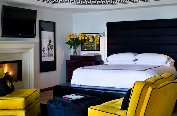 Black And White And Yellow Bedroom - Black And Yellow Bedroom Ideas And Photos Houzz - The cheery sunflowers provide the crowning touch on this restful and lovely french country bedroom.