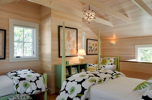 White and Green Bedroom design