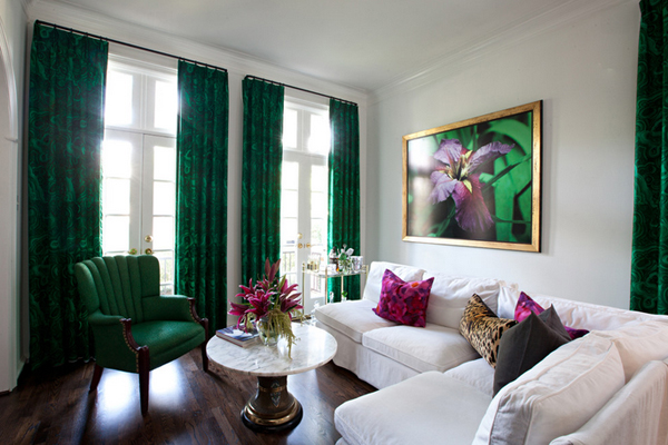 traditional white and green rooms