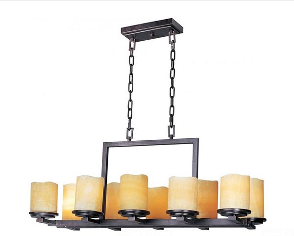 Ten Rustic Ebony Stone Candle Chandelier