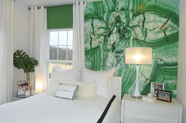 White and Green Bedroom design