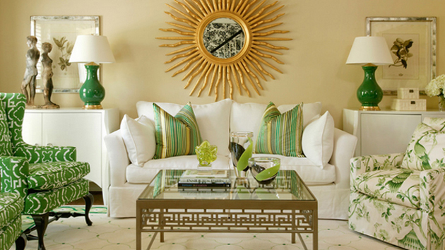 green and white living room