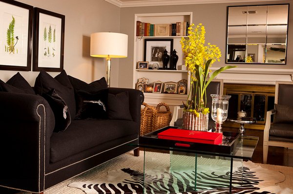 black sofa and armchair