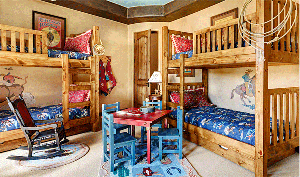 cowboy theme four beds kids bedroom