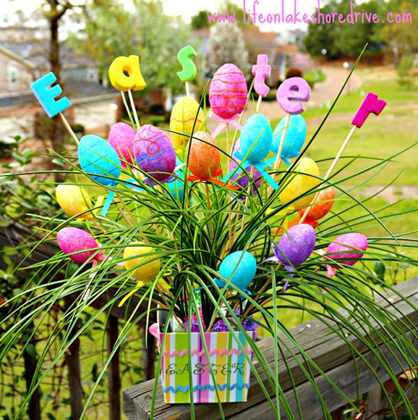 DIY Easter Egg Spring Decor Arrangement