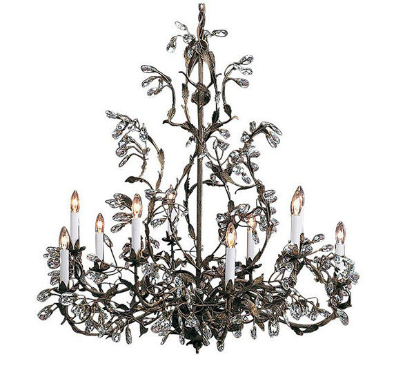 Wrought Iron Chandelier with Swarovski Crystal