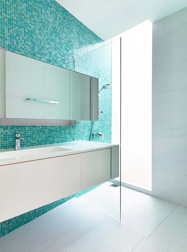 blue tiled bathroom