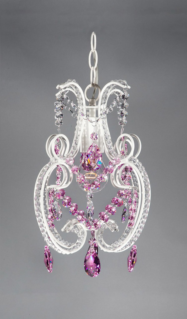 Pretty Princess Pink Swarovski Crystal Shabby Chic Chandelier 1 Light