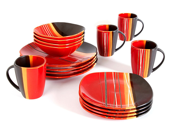 Bazaar Red 16-Piece Square Dinnerware Set