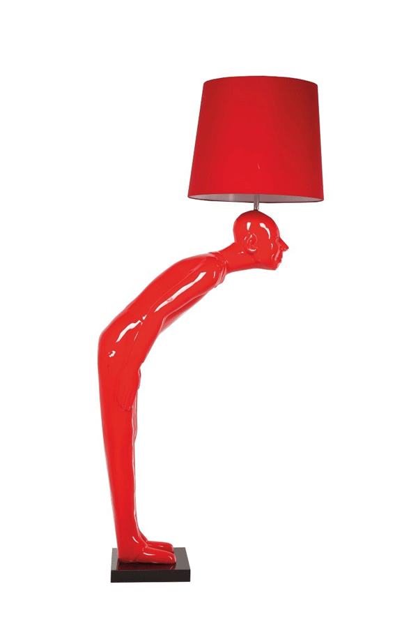 red tall lamps