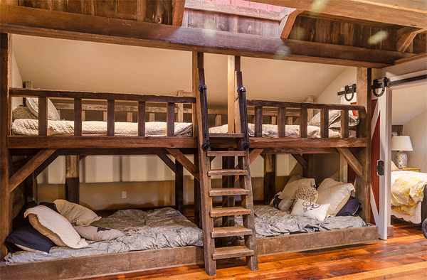 antique barn beams four beds kids bedroom