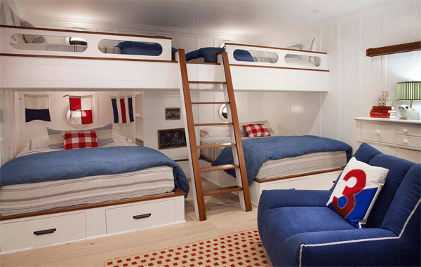 4 bunk beds in a room