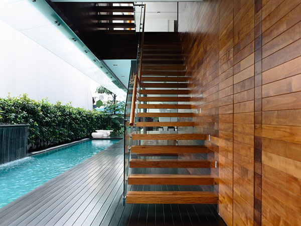 glass wood staircase