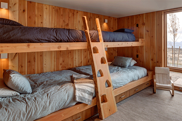 rustic style four beds kids bedroom