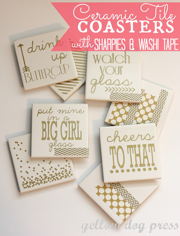 Washi Tape and Permanent Marker Coasters