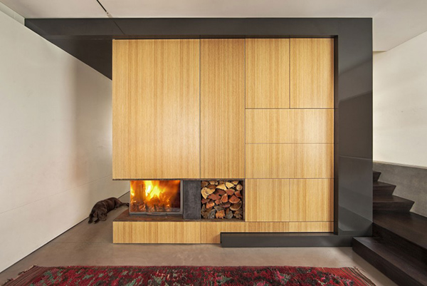 wooden fireplace