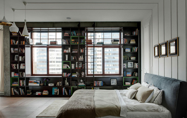 Built-in bookshelves