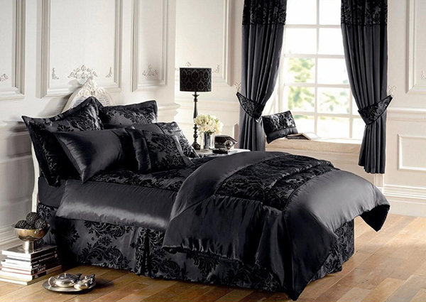 Gaveno Cavailia Flock Black/Black Double Duvet Cover Set