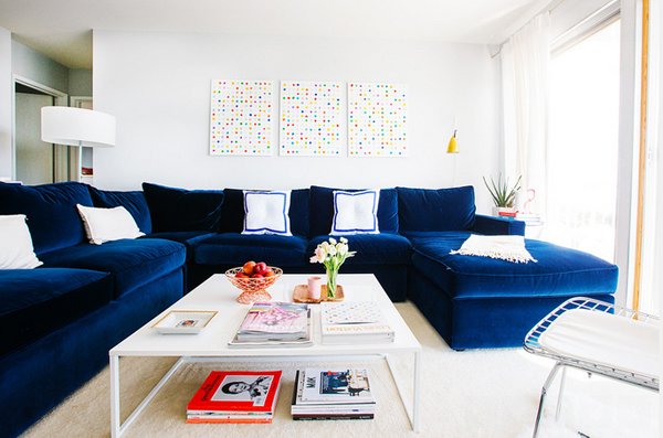 blue seats living room