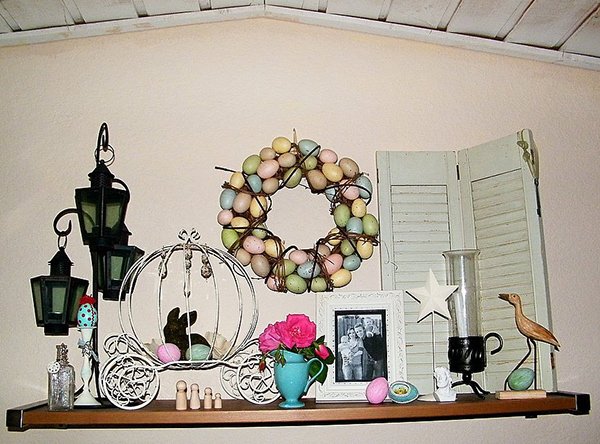 White and Bunny Easter Mantel
