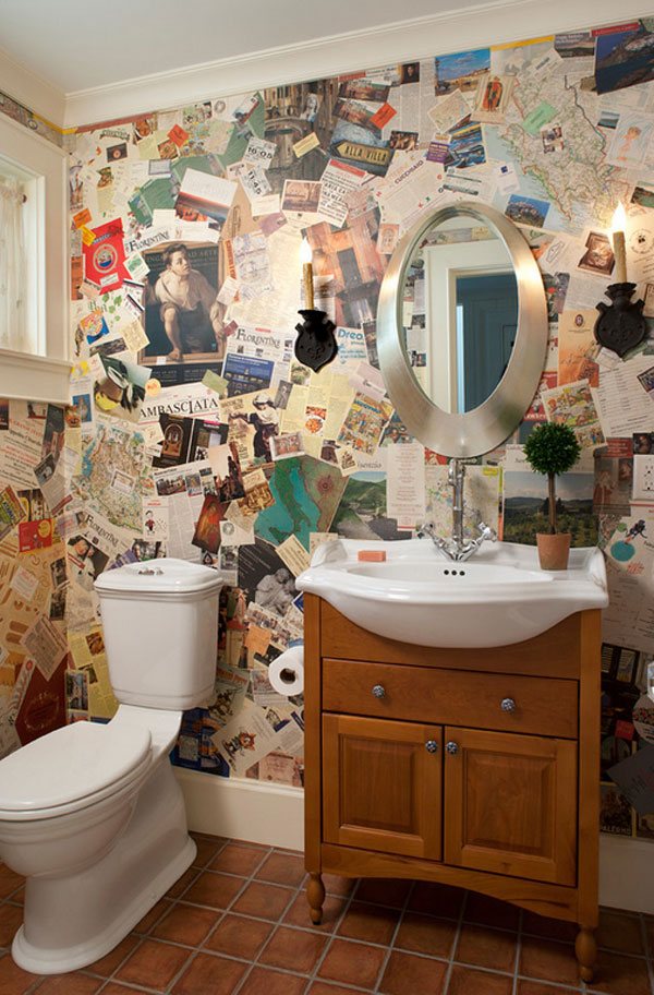 paper wall treatment bathroom ideas