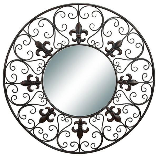 Round Wall Mirror Fleur De Lis